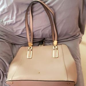 Seven Days vegan Greige colored satchel with gold hardware and tons of room!